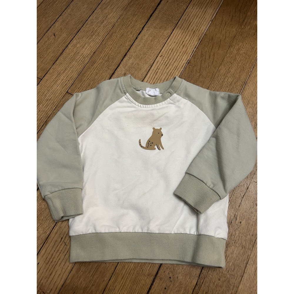 1 Y Jamie Kay Organic Crewneck Sweatshirt 12 Months Leopard Sage Green Toddler